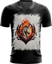 Camiseta Gola V de Cavalo Flamejante Fire Horse 3