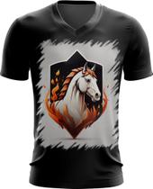 Camiseta Gola V de Cavalo Flamejante Fire Horse 4