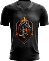Camiseta Gola V de Cavalo Flamejante Fire Horse 5 Camiseta Gola V de Cavalo Flamejante Fire Horse 5