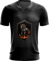 Camiseta Gola V de Cavalo Flamejante Fire Horse 8