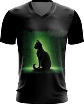 Camiseta Gola V de Gato Oráculo Hacker Binário Mat 5