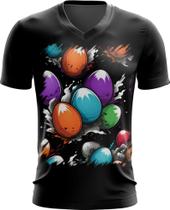 Camiseta Gola V de Ovos de Páscoa Artísticos 11 Camiseta Gola V de Ovos de Páscoa Artísticos 11