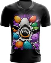 Camiseta Gola V de Ovos de Páscoa Artísticos 12