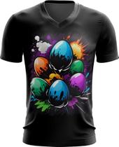 Camiseta Gola V de Ovos de Páscoa Artísticos 15