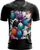 Camiseta Gola V de Ovos de Páscoa Artísticos 17