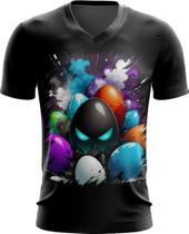 Camiseta Gola V de Ovos de Páscoa Artísticos 18 - Kasubeck Store
