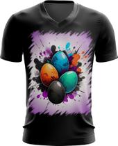 Camiseta Gola V de Ovos de Páscoa Artísticos 2 Camiseta Gola V de Ovos de Páscoa Artísticos 2