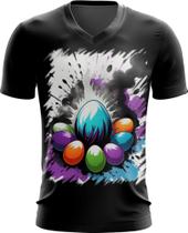 Camiseta Gola V de Ovos de Páscoa Artísticos 3 Camiseta Gola V de Ovos de Páscoa Artísticos 3