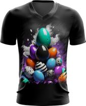 Camiseta Gola V de Ovos de Páscoa Artísticos 7 Camiseta Gola V de Ovos de Páscoa Artísticos 7