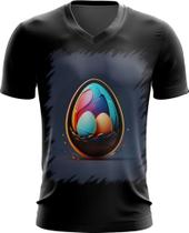 Camiseta Gola V de Ovos de Páscoa Minimalistas 11
