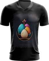 Camiseta Gola V de Ovos de Páscoa Minimalistas 8