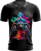 Camiseta Gola V de Tartaruga Marinha Neon Style 2