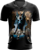 Camiseta Gola V Deus Egípcio Anubis Mortos 1 Camiseta Gola V Deus Egípcio Anubis Mortos 1