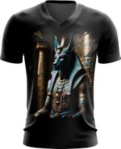 Camiseta Gola V Deus Egípcio Anubis Mortos 6 Camiseta Gola V Deus Egípcio Anubis Mortos 6