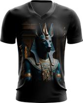 Camiseta Gola V Deus Egípcio Anubis Mortos 7 Camiseta Gola V Deus Egípcio Anubis Mortos 7