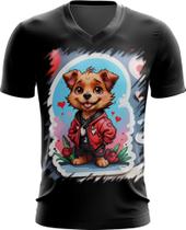 Camiseta Gola V Dia dos Namorados Cachorrinho 12 Camiseta Gola V Dia dos Namorados Cachorrinho 12