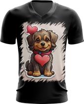 Camiseta Gola V Dia dos Namorados Cachorrinho 13 - Kasubeck Store