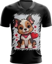 Camiseta Gola V Dia dos Namorados Cachorrinho 14 - Kasubeck Store