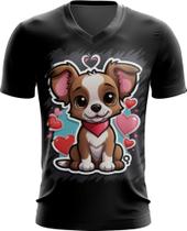 Camiseta Gola V Dia dos Namorados Cachorrinho 21 Camiseta Gola V Dia dos Namorados Cachorrinho 21