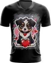 Camiseta Gola V Dia dos Namorados Cachorrinho 25 - Kasubeck Store