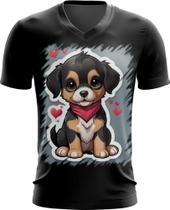 Camiseta Gola V Dia dos Namorados Cachorrinho 3 - Kasubeck Store