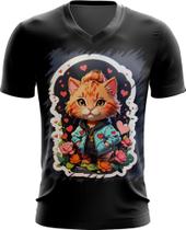 Camiseta Gola V Dia dos Namorados Gatinho 4