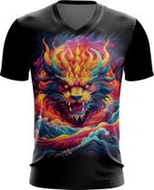 Camiseta Gola V Dragão Chinês Lendário Mito 6 Camiseta Gola V Dragão Chinês Lendário Mito 6