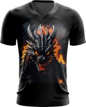 Camiseta Gola V Dragão Dragon Chamas Infernal Fogo 1