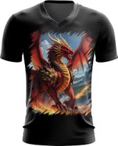 Camiseta Gola V Dragão Vermelho de Fogo 3