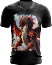 Camiseta Gola V Dragão Vermelho de Fogo 4