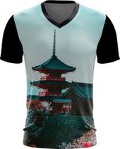 Camiseta Gola V Dryfit Castelo Japonês Samurai Ninja Japan 1v