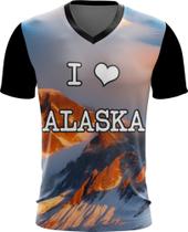 Camiseta Gola V Dryfit I Love Alaska Eu amo o Alaska 1v