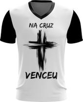 Camiseta Gola V Dryfit Jesus Venceu na Cruz Cristã Gospel Deus 1v