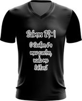Camiseta Gola V Dryfit Salmos 23 Deus Jesus Bíblia Gospel 2v