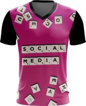 Camiseta Gola V Dryfit Social Media Cubos Letras Profissão 1v Camiseta Gola V Dryfit Social Media Cubos Letras Profissão 1v