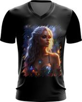 Camiseta Gola V Elfa Linda na Floresta Mágica 11