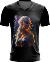 Camiseta Gola V Elfa Linda na Floresta Mágica 8