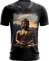 Camiseta Gola V Estátua de Buda Iluminado Religião 24