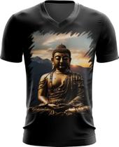 Camiseta Gola V Estátua de Buda Iluminado Religião 24 - Kasubeck Store