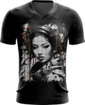 Camiseta Gola V Geisha Ninja Nipon Japão Japan Edo 2 Camiseta Gola V Geisha Ninja Nipon Japão Japan Edo 2