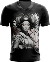 Camiseta Gola V Geisha Ninja Nipon Japão Japan Edo 4 Camiseta Gola V Geisha Ninja Nipon Japão Japan Edo 4