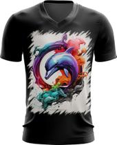 Camiseta Gola V Golfinho Inteligência Arte Pintura 10