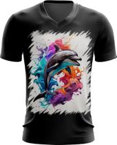 Camiseta Gola V Golfinho Inteligência Arte Pintura 5