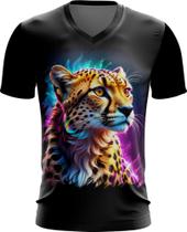 Camiseta Gola V Guepardo Ondas Magnéticas Vibrante 3 Camiseta Gola V Guepardo Ondas Magnéticas Vibrante 3