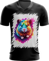 Camiseta Gola V Hamster Neon Pet Estimação 13 - Kasubeck Store
