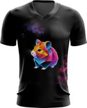 Camiseta Gola V Hamster Neon Pet Estimação 17 - Kasubeck Store