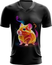 Camiseta Gola V Hamster Neon Pet Estimação 18 - Kasubeck Store