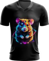 Camiseta Gola V Hamster Neon Pet Estimação 2