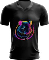 Camiseta Gola V Hamster Neon Pet Estimação 3