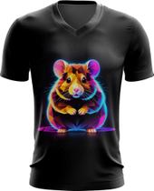 Camiseta Gola V Hamster Neon Pet Estimação 6